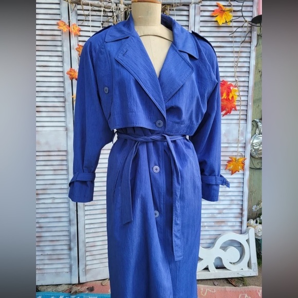CYCLONE Vintage trench coat, double lined, royal blue - Picture 2 of 10